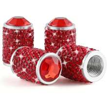 4个/套闪亮轮胎气门嘴帽，手工水晶轮胎气门嘴帽，通用汽车轮胎气门嘴帽，镶嵌水钻，适用于轿车、SUV、摩托车、自行车、卡车 - 粉色 - 查看 16