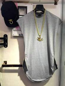 Camiseta Oversized Masculina Long - Cinza - Visão 1