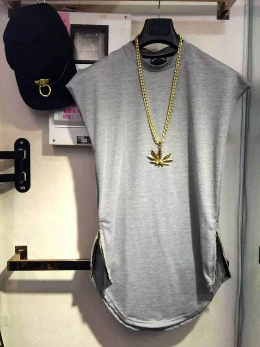 Camiseta Oversized Masculina Long - Cinza - Visão 1