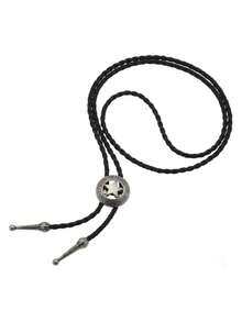 1 Stück verstellbare westliche Stierenkopf Halskette, amerikanisch-westlicher Cowboy Bolo Krawatte Kragen Charm, lässige Party Hochzeit Trauzeuge Unisex Leder Kordel Anhänger, tolle Geschenkidee für Herren Krawatte