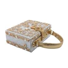 Formal Evening Clutch Acrylic Square Box Bag With Rhinestones Shoulder Bag Crossbody Bag Purse - 白色 - 查看 2