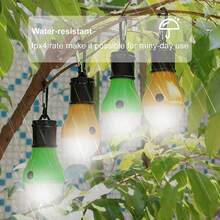 便携式露营灯迷你LED灯泡应急灯3种照明模式户外夜间工作灯帐篷挂灯带挂钩 - 彩色 - 查看 6