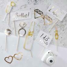 10pcs Bachelorette Photo Booth Props Wedding Photo Props Gold Propose Future Wife Party Decorations For Bridal Shower - Multicolor - View 3