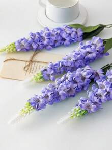 MEHELANY 6支装 - 29.2英寸 - 紫色和蓝色满天星、翠雀、风信子仿真花，质感逼真，适用于婚礼、家居、户外派对花卉装饰、桌面摆设、花园、酒店、酒吧、厨房、壁炉、花瓶装饰，秋季万圣节感恩节圣诞节派对用品，DIY花环装饰，女孩礼物 - 藍紫色 - 查看 6