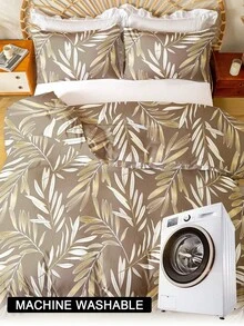 Bộ ga trải giường 3 món họa tiết lá và hoa (1 vỏ chăn và 2 vỏ gối), mềm mại và thân thiện với da, phù hợp cho mọi mùa. - Nhiều màu - Xem 10