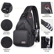 Balo vải Oxford chống thấm nước, túi đeo ngực nhẹ dùng cho đi mua sắm, leo núi, ba lô dung tích lớn nhiều ngăn - màu đen - Xem 6