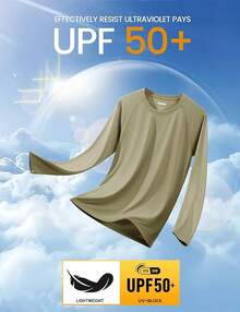 Men's Long Sleeve Shirts UPF 50+ UV Sun Protection Athletic Shirts For Hiking Running Workout Rash Guard-2025 - Dull Cyan - View 3