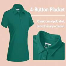 KEFITEVD Women's Polo Shirts UPF 50+ Sun Protection 4 Buttons Casual Work Quick Dry Short Sleeve Collared Golf Shirt - 翠綠色 - 查看 6