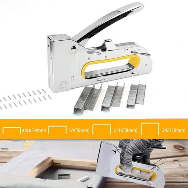 1 Pc Manual Heavy Duty Staple Gun Set, Upholstery Staple Gun, Metal, With Nail Remover And 2000/1000 Staples, Fits (4/25-3/8 Inch) T50 Staples/JT21 Staples, Suitable For Crafts, Fabric, DIY, Woodworking, Furniture