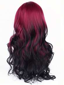 26" Glamorous Wavy Curly Long Hair Wigs - Synthetic Women Black Red Highlights Cosplay Daily Party Clothing Wig Halloween Party(Excluding Accessories) - Red Highlight - View 5