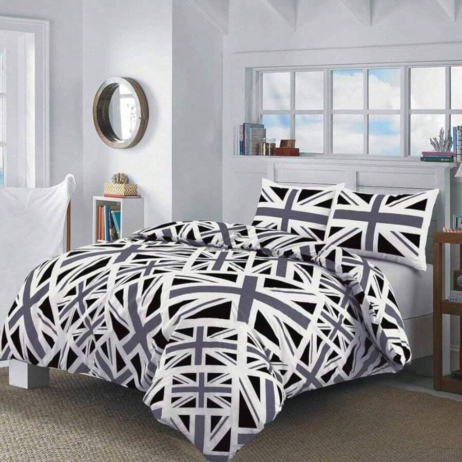 NZ Union Jack Flag Pattern Luxurious Duvet Cover Sets Bedding Sets With Matching Pillowcases - Black - View 1