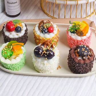 6件逼真蛋糕模型果酱巧克力慕斯蛋糕展示架装饰家居饰品创意甜点派对装饰磁铁