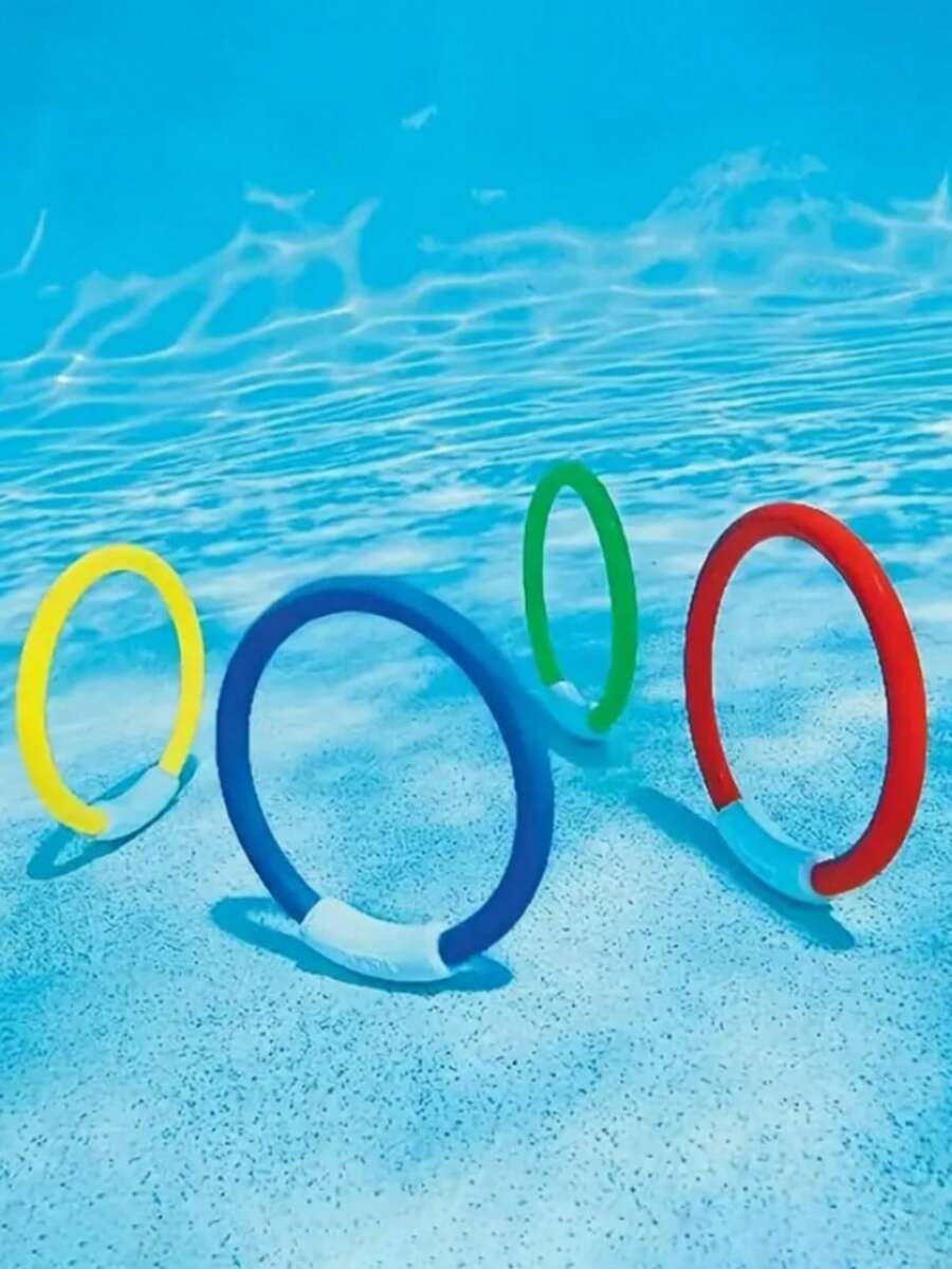 1/2/4PCS Colorful Sinking Diving Rings, Fun Underwater Pool Toys , Perfect For Diving Training And Retrieval, Orange, Green, Blue, Yellow, Pool Diving Toys, Swimming Pool Toys, Pool Accessories, Pool Party - Multicolor - View 1