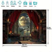 1 Piece Of Medieval Castle Ghost Witch Halloween Party Background Cloth, Photography Cloth, Indoor And Outdoor Decoration - Photography Studio Props - No Power Required - Multi-Purpose Large Wall Decoration - Multicolor - View 5