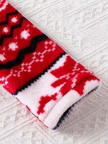 2 pezzi Set di top a maniche lunghe con girocollo e pantaloni con stampa di fiocchi di neve e renne, per bambini di 3-7 anni, adatto per vacanze, casual, studenti