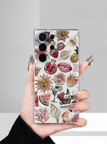Estuche de teléfono transparente de verano impreso con patrones de labios de granada con cuentas burbujeantes que proporcionan protección de 360 grados para Galaxy A23/A13/A32/A52/A34/A24 4G/A05/A05s/A55/A56/S20/S20 Ultra/S23/S23 Ultra/S23 FE para smartphone, mejor regalo