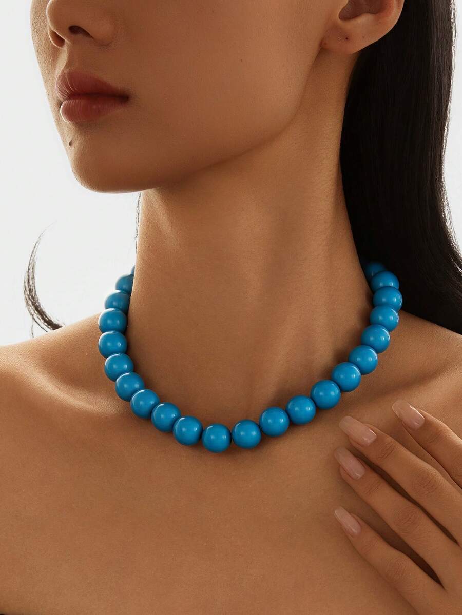 1pc Exaggerated Pearl Beaded Necklace, Women Jewelry Accessories, Colorful Bohemian Style For Holiday