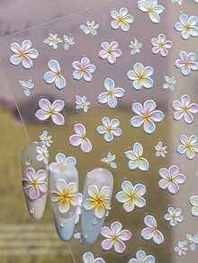 Beautizon Nailartlab 1张3D立体花卉美甲贴纸，DIY Y2K风格节日美甲装饰5D浮雕贴纸美甲贴 - 彩色 - 查看 1
