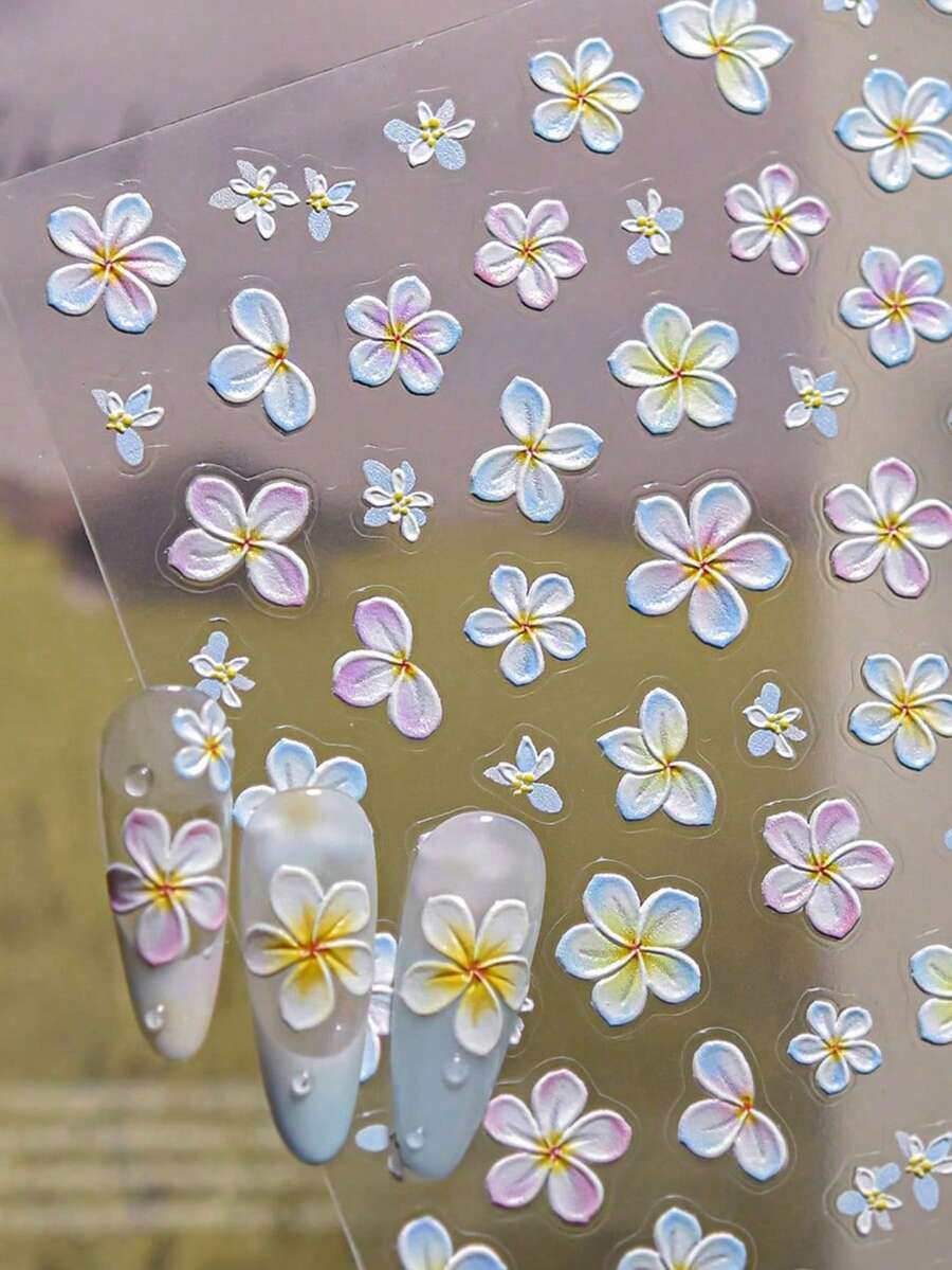 Beautizon Nailartlab 1张3D立体花卉美甲贴纸,DIY Y2K风格节日美甲装饰5D浮雕贴纸美甲贴 - 彩色 - 查看 1