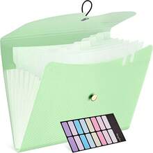 JARLINK Pockets Expanding File Folder, A4 Size Accordion File Folders With 12 Labels, Cute Paper Organizer, Portable Document Organizer Home College School Office Supplies, Macaron Pink