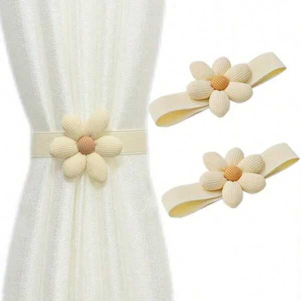 1pc Rustic Style Floral Tiebacks Luxurious Flower Design Drapery Holdbacks, Elegant Home Decor With Sheer Drape Feature