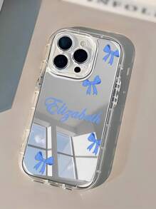 1pc Customized Name Bow Design Phone Case, Fashionable Customized Pattern Reflective Double-Layer Thick Anti-Fall Phone Case Compatible With IPhone 11/12/13/14/15/16 Pro Max,Stylish,Colorful,Vintage,Cute,Contracted,Funny,Custom,Personalized,Unique,Customized,Ideal Gifts For Him,Ideal Gifts For Her,Boyfriend,Girlfriend,Family,Friends,Grandparents,Couple,For Anniversaries,For Birthdays,For Anniversaries,For Birthdays,For Graduation,For Weddings,For Prom,For Mother's Day,For Father's Day