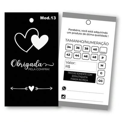 Tags de Agradecimento Pacote com 500 unidades ideal para acompanhar suas roupas Escolha o modelo.