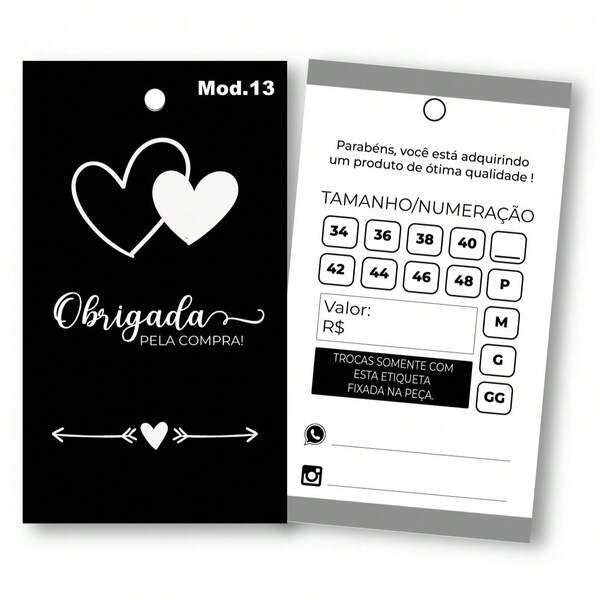 200 Etiquetas de Roupa com Informação da Peça Escolha Modelo Tags para Lojas