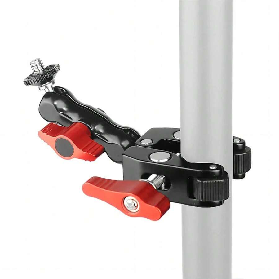 Super Clamp Soporte de Cámara Montaje de Monitor 360° Brazo Mágico de Cabeza de Bola Doble para Cámara DSLR/Gopro/Luces LED/teléfono - Negro - Ver 1