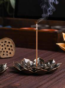 1/2 件合金莲花香炉，6 孔金属家用香炉，香炉架，香薰配件，多孔燃烧设计，可拆卸灰盒，精雕细琢的莲花花瓣，坚固的铜柱支撑，非常适合冥想、瑜伽和家居装饰