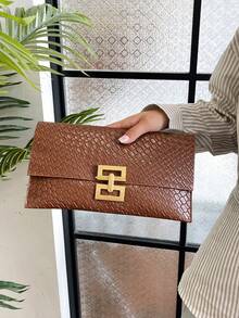 简约休闲网格图案 2025 新款时尚韩版女士信封长款手拿包 - 彩色 - 查看 13