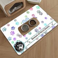 1 pièce Tapis d'alimentation pour animaux de compagnie personnalisé - Impression de photo et de nom, doux, anti-dérapant en boue de diatomées, absorbant l'eau, séchage rapide, imperméable et facile à nettoyer - Cadeau exclusif pour les amateurs de chiens et de chats, fournitures pour animaux de compagnie
