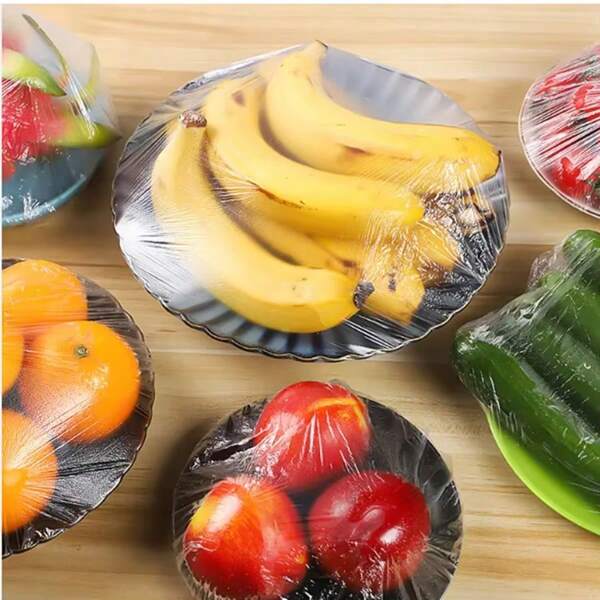 Set de film de envoltura de plástico de un solo uso, cubierta de sellado de alimentos, antiolor, antifugas y antipolvo para refrigerador, adecuado para restos, frutas, verduras, accesorios de cocina
