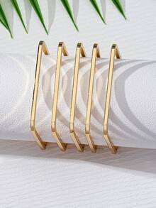 5 件/套个性化夸张欧美风格矩形手链，金色、银色、玫瑰金，适合女性日常佩戴、派对或活动