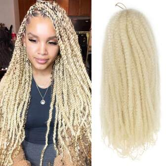 Marley Twist 编织发 18 英寸 Marley Twist 长发 扭发 1/3/8 包 渐变金色非洲卷曲扭发 钩针编织发 合成 Marley 接发