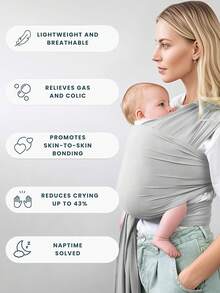 Baby Wrap Carrier Newborn To Toddler - Baby Wraps Carrier - Baby Sling - Hands Baby Carrier Wrap - Baby Carrier Sling -Baby Carrier Newborn To Toddler 7-35 Lbs - Light Grey - View 4