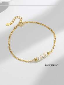 1PC 925 Sterling Silver Women's Chain Bracelet Freshwater Pearl Bracelet Jewelry Gift - Bracelet - View 4