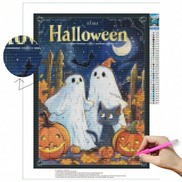 Ghost 5D DIY Diamond Painting Kit Horror Forest Diamond Embroidery Full Diamond Mosaic Art Picture Halloween Decor Wall Sticker