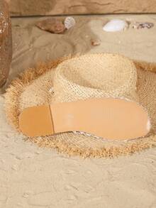 Women's Flat Sandals. Breathable Net & Rope Weaving Women's Slippers, Solid Color, Suitable For Vacation, Beach, Party, Indoor And Outdoor, Spring And Summer