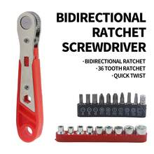 Reversible Ratchet Wrench, Multi-Functional Bidirectional Mini Hex Bit Magnetic Screwdriver & Socket Set. Suitable For DIY, Auto Repair, Bicycle Maintenance. Efficient Mechanism, Anti-Rust Tools, Fit For Narrow Spaces - Red - View 2