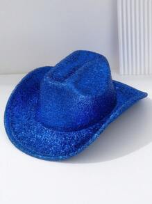 1pc Unisex Rhinestone Tassel Fringed Shiny Cowboy Hat, Creative Punk Style Wide Brim Hat, Suitable As Bridesmaid/Bride Hat, Great For Parties, Western Themed Events, Gatherings, Engagement Parties, Cosplay, Graduations, Masquerade Balls, Festivals, Weddings, Birthdays, Music Festivals, Coming Of Age Ceremonies