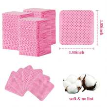 1200pcs Unisex Lint-Free Heart Shaped Makeup Remover Pads, Nail Polish Remover Pads, Soft Non-Woven Acetone Nail Polish Remover Wipes, Lint-Free Gel Nail Wipes, Waterless Nail Care & Extension Lashes Daily Beauty Cleansing - Hồng - Xem 3