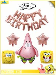SpongeBob SquarePants 18件套海绵宝宝主题海绵宝宝和派大星铝箔气球套装 - PVC派对装饰套装，生日派对装饰，增添节日气氛 - 适用于家庭聚会、周年纪念日和节日、婚礼、生日、圣诞节、家居装饰、圣诞装饰、房间装饰、冬季圣诞装饰、圣诞礼物、圣诞装饰品 - 彩色 - 查看 18