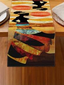 1 Stück Tischläufer aus Leinen mit afrikanischem Bohemian-Motiv, bunter Hintergrund, geeignet für Küche, Esstisch, Innen- und Außendekoration, Partyzubehör, 13 x 72 Zoll - Verschiedenfarbig - Übersicht 9