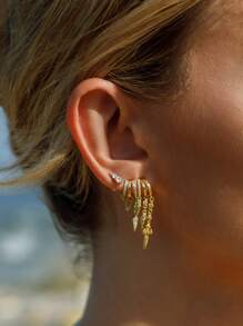 Ewell Luxus eleganter 925 Sterling Silber Schmuck vergoldeter Zirkonia kreuzförmiger geometrischer Tropfen Ohrringe Schmuck für Damen Alltag