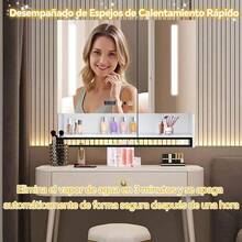 LED Bathroom Mirror 80x80x11cm – With Defogging Function, 3 Light Colors, Digital Clock & Smart Touch Buttons, Integrated Towel Rack, Modern Wall Mounted Mirror, Towel Rack Integrated In Bathroom Mirror, Smart Touch Buttons For Mirror, LED Vanity Mirror For Bathroom & Bedroom, - 1 - View 6