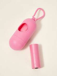 PETSIN 2 Rolls/30pcs Disposable Dog Poop Bags, 1pc Pill-Shaped Pooper Scooper, Convenient For Outdoor Pet Waste Cleanup (Bag Size: 30x22cm) - Pink - View 1