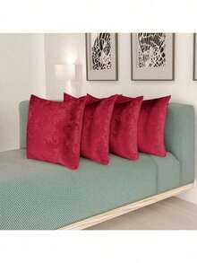 Kit Of 4 Decorative Cushion Covers With Jacquard Zipper - Red - View 1