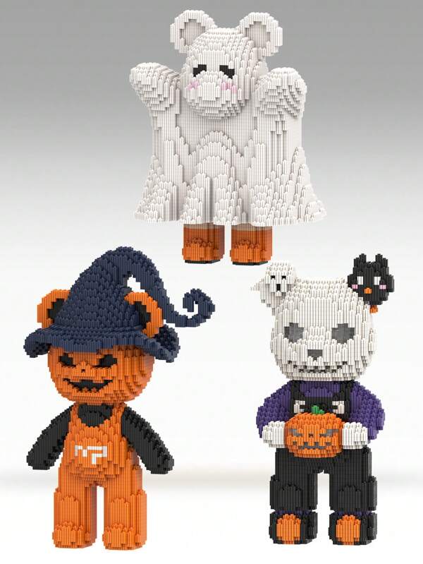 3680pcs DIY Small Building Blocks, Puzzle Model, Halloween Bear Series, High Quality Material With Brick Hammer, Creative Toy, Stress Relief Hobby, Suitable As Valentine's Day, Birthday, Holiday Gift