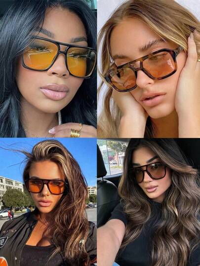 1 buc Vintage Candy Color Square Fashion Eyewear pentru femei New Yellow Gradient Sun Eyewear bărbați Cool Light Eyewear doamnelor Elegant Shades
